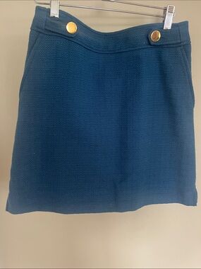 Ann Taylor Teal Mini Skirt with Gold Buttons